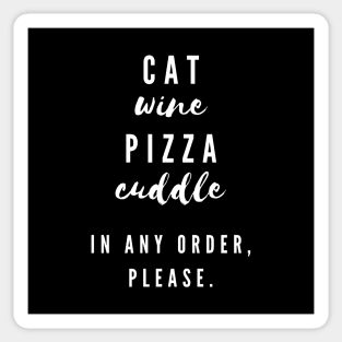 Cat, Wine, Pizza, Cuddle Sticker